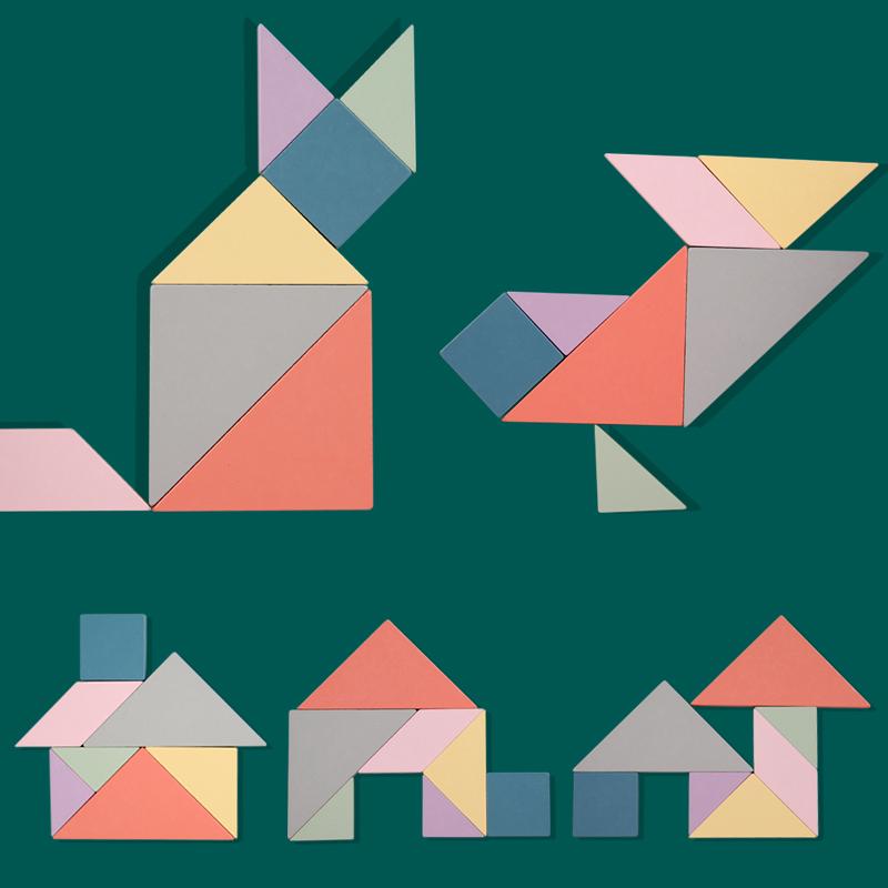 Деревянная головоломка, магнитная книга-головоломка Танграмма, развивающие игрушки для детей, портативный обучающий интеллект Монтессори