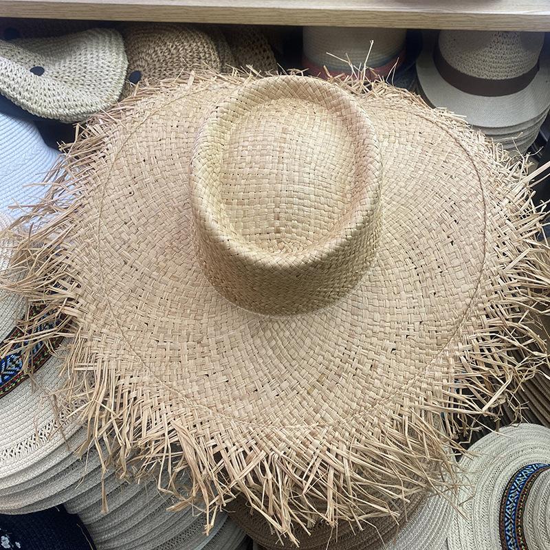 Lafite Straw Hat Women'S Rough Edge Hat, Summer Literary Sun Hat, Long-Term Stock, Fresh And Sweet Big Brim