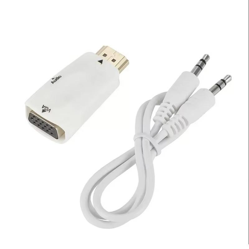HDMI-kompatibler zu VGA-Kabelkonverter Stecker auf Buchse Konverteradapter mit 3,5-mm-Klinken-Audiokabel 1080P für PC Laptop Tablet