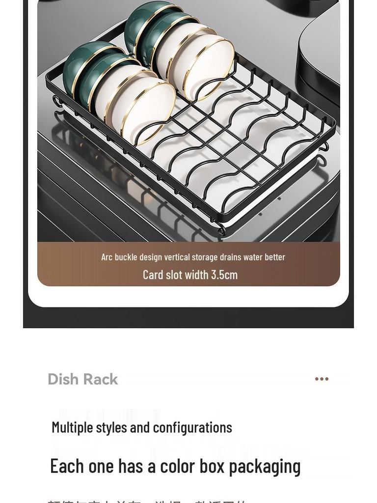 Multi-layer Kitchen Storage Rack for Bowls, Plates, Knives, and Chopsticks with Countertop Drain Functionality
