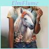 3d Print Animal Tshirts Womens Casual Short Sleeves Horse Pattern Street Tees Tops Summer Loose Women Clothing Pullover