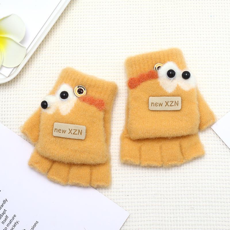 

Мультяшные варежки без пальцев с откидным верхом для малышей - Толстые, теплые, холодостойкие для мальчиков и девочек One Size