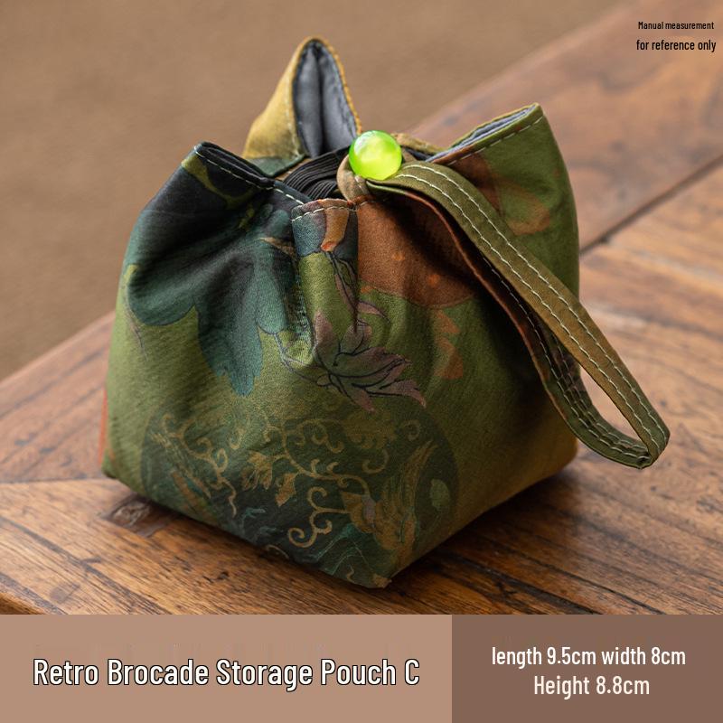 Portable Silk Travel Tea Set Bag for Outdoor Tea Ceremony