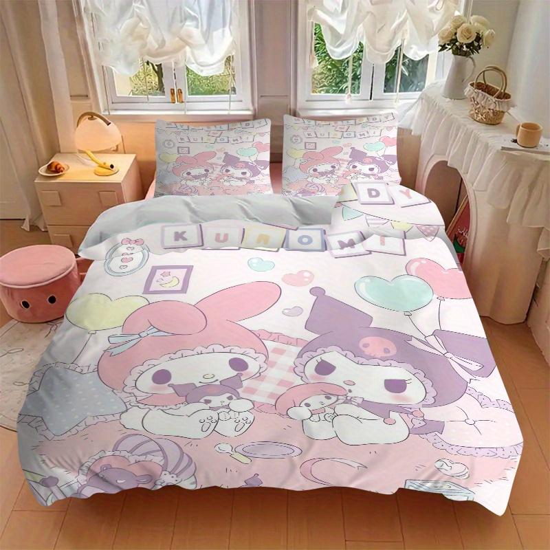 3pcs My Melody & Kuromi's Party Bedding Set, Including 1 Quilt Cover and 2 Pillow Shams, Without Filling, Soft and Comfortable Home Bedroom