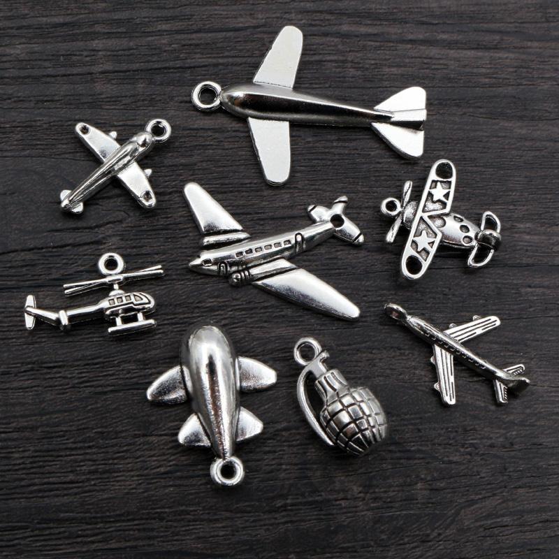 New Fashion Antique Silver Plated Airplane Grenade Helicopter Chrams Metal Alloy Pendant DIY Charms DIY Jewelry Making Findings