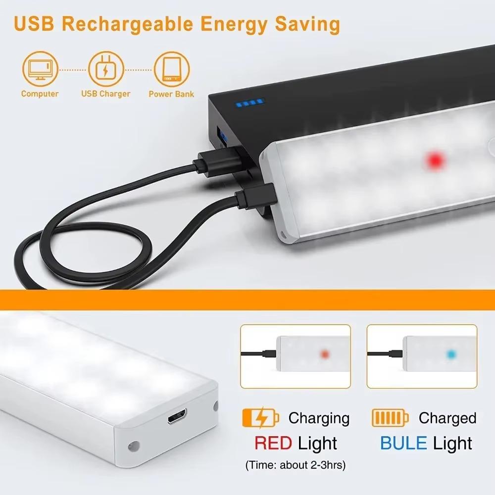 60 LED PIR Motion Sensor LED Under Cabinet Lamp Dimmable Rechargeable Night Light for Kitchen Bedroom Lighting Wall Lamp