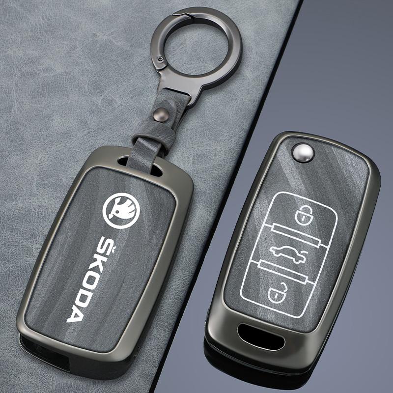 JKFB8 Car Flip Remote Key Fob Case Cover for Skoda Octavia A5 A7 Fabia Superb Kodiaq Karoq Protector Holder Shell Keychain Accessories