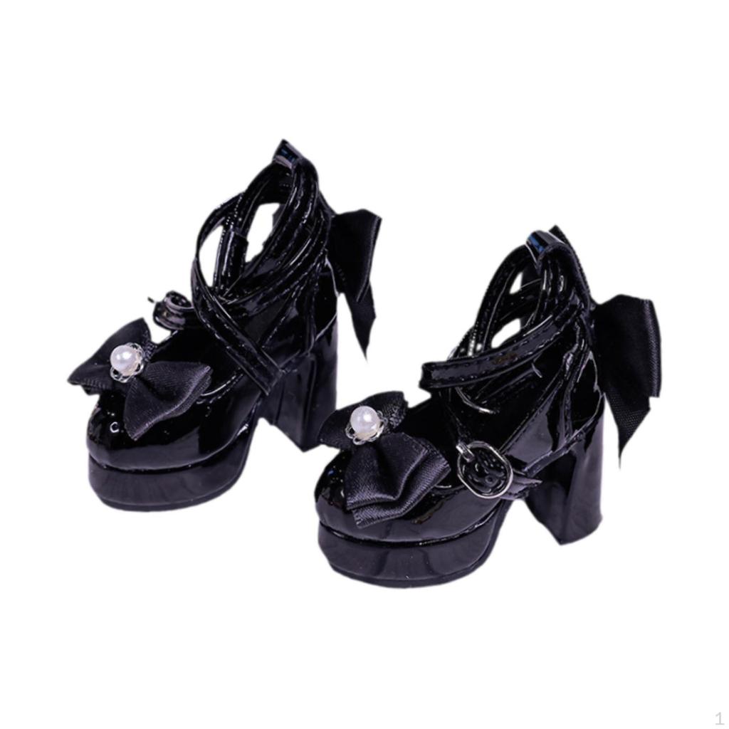 1/4 Scale High Heeled Shoes,Doll Decoration,Coordination DIY Hands on PU Leather Fashion Female