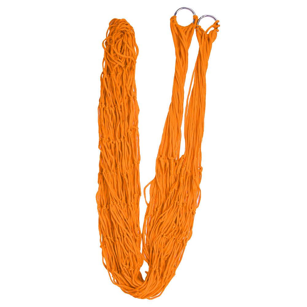 Comfortable Double Swing Hanging Bed Nylon Mesh Hammock for Outdoor Camping(orange)