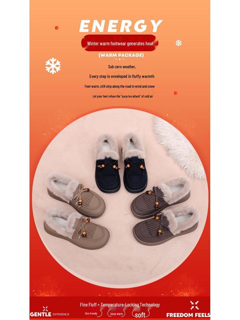 Birkenstock Women's Cotton Winter Loafers - Plus Velvet Warm Furry Casual Retro Shoes