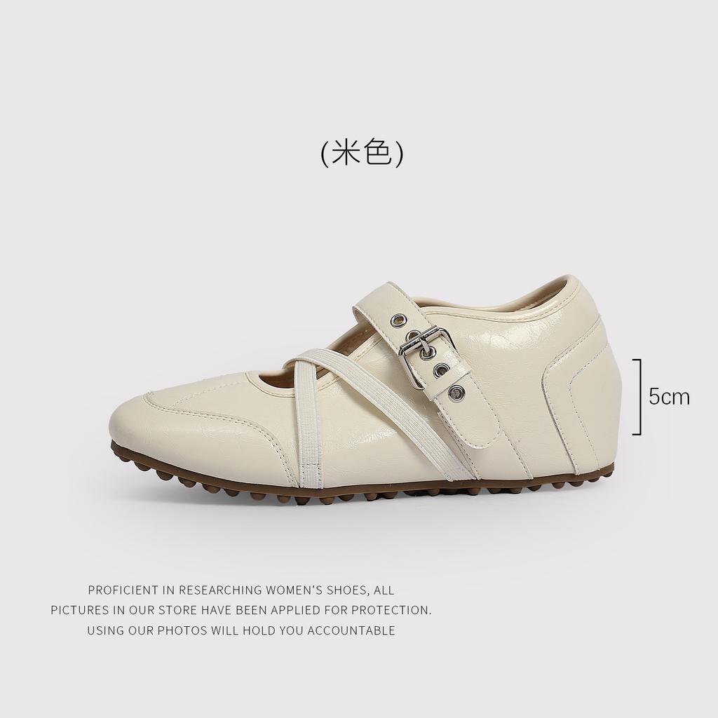 Inner Height Increase Of 5 Cm Sheepskin Insoles Women'S Shoes Women'S Feet French Style Not Tired Inner Height Increase Temperament Single Shoes