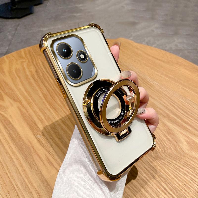 Hot 30 Luxus Stoßfest Magnetische Halterung für Magsafe Transparente Hülle für Funda Infinix Hot 30 30i Hot30 Play Mit Halter Ständer Abdeckung