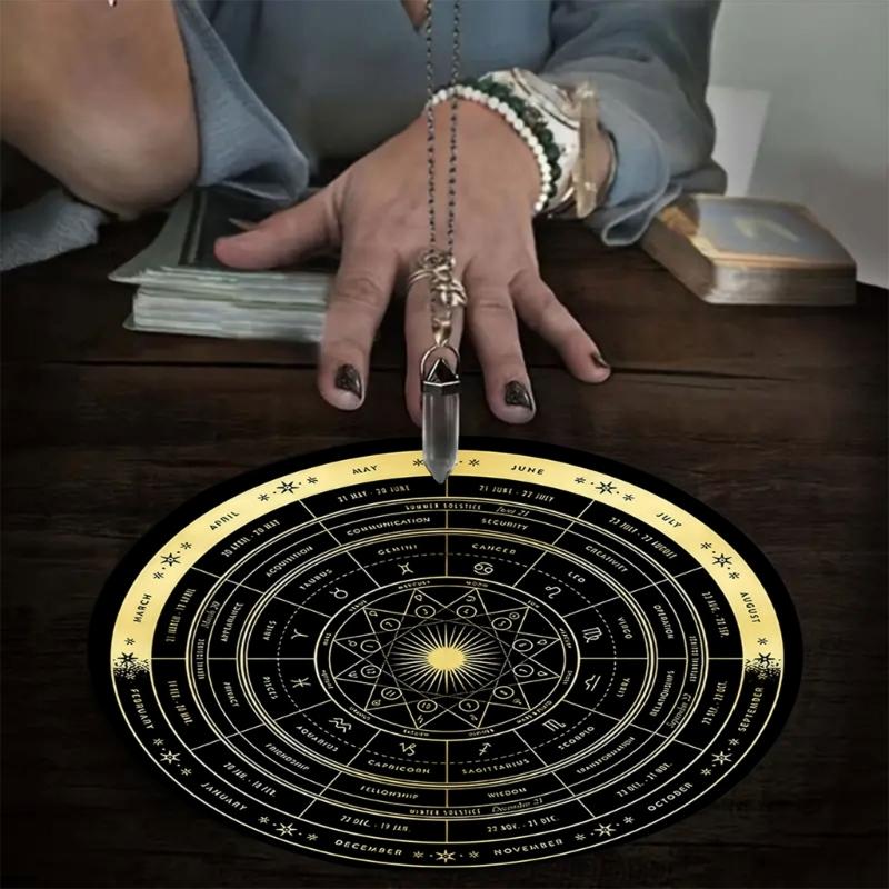Metaphysical Message Board Mat Witchcraft Fortune Telling Altar Board Divinations Pendulum Board Round Dowsing Board