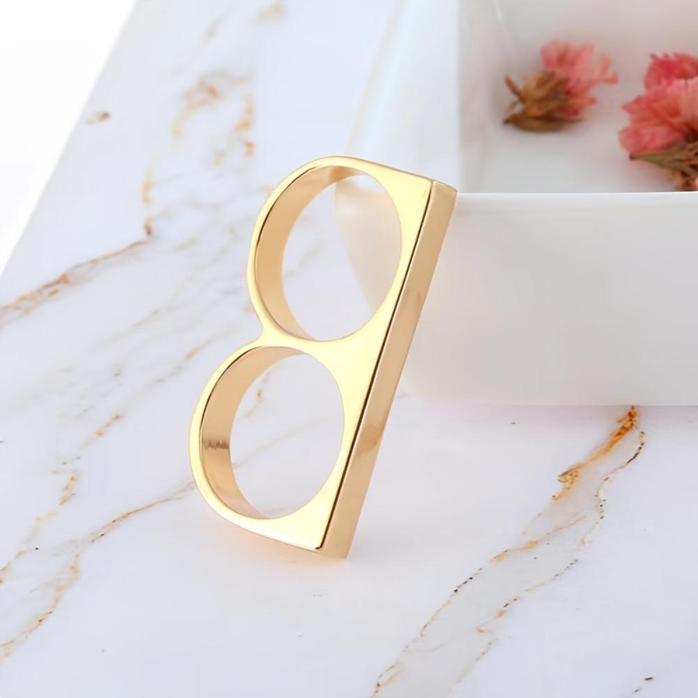 Men's Personality Ring, Disco Accessory Double Finger Alloy Ring Fashionable Stylish Hand Jewelry