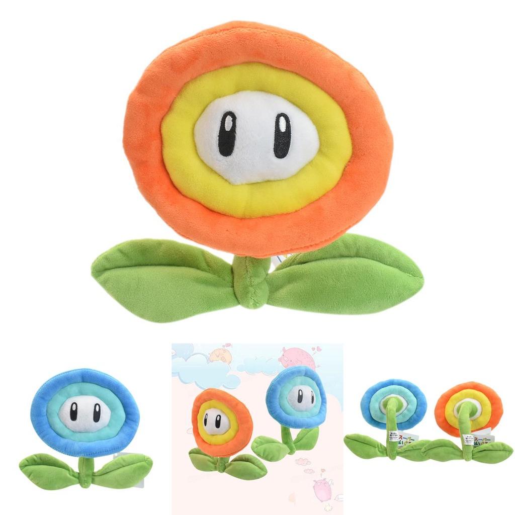 Mario Plush Toy With Realistic Orange Flames And Blue Ice Sunflowers 18cm