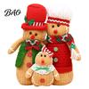Plump Three Dimensional Ornaments Christmas Plush Gingerbread Man Figures with Hat Scarf, Cute Stuffed Family Window Display Accents of 3 Ornament for