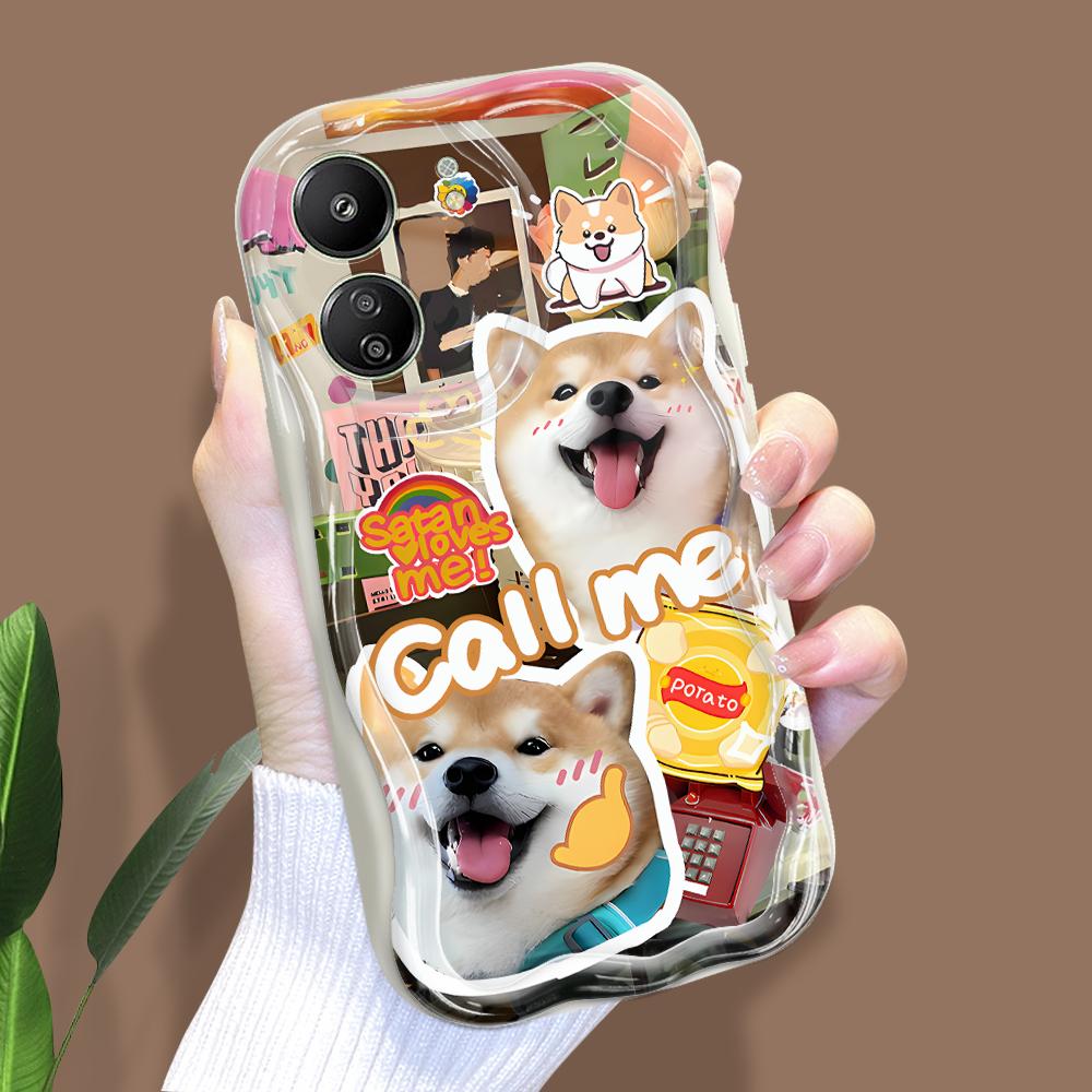 Cute Cartoon Pattern Cream Texture Casing Wavy Edge Soft Silicone Cover Phone Case for Xiaomi Redmi