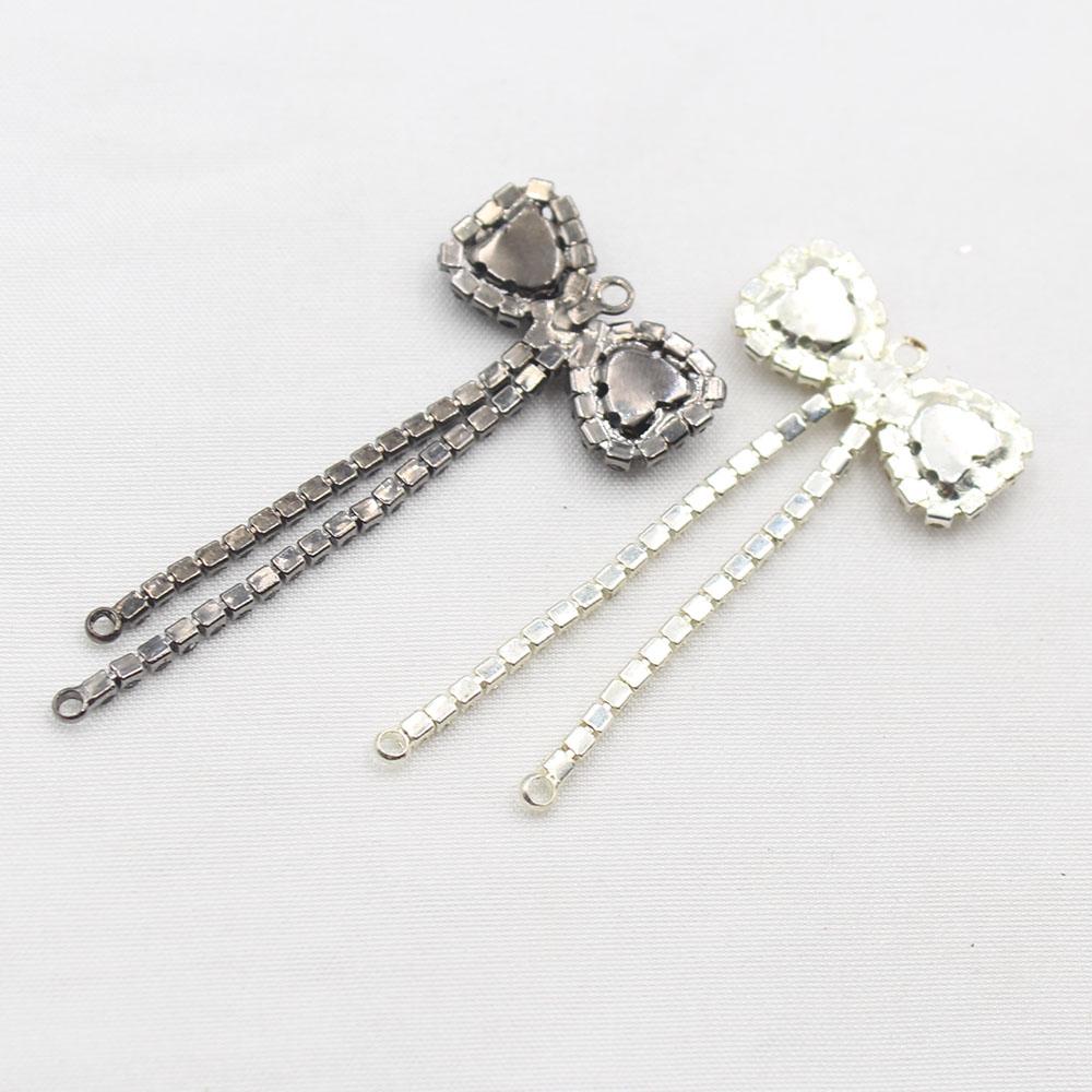 New 2-piece 26 * 59MM Shiny Flat Bow Tassel Pendant DIY Hair Accessories, Earrings, Clothing, Wedding Decoration Accessories