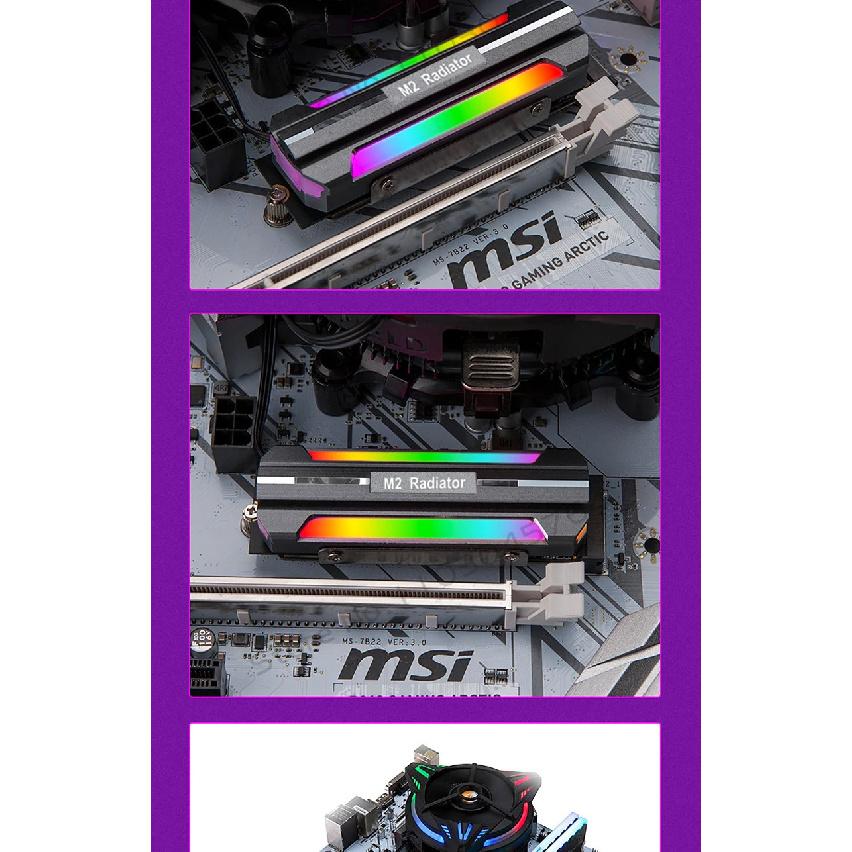 5V-3Pin ARGB AURA Sync Computer 2280 SSD M2 Radiator Aluminum PC RGB M.2 Nvme Cooler Heatsink Solid State Drive Heat Sink Cooler
