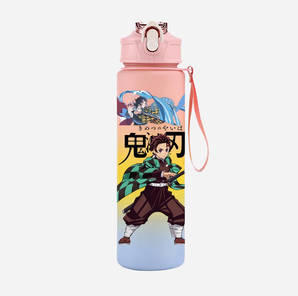 Anime Cartoon Demon Slayer Printed 750Ml Water Bottle Large Capacity Drinking Cup Portable Children Outdoor Sports Water Cup