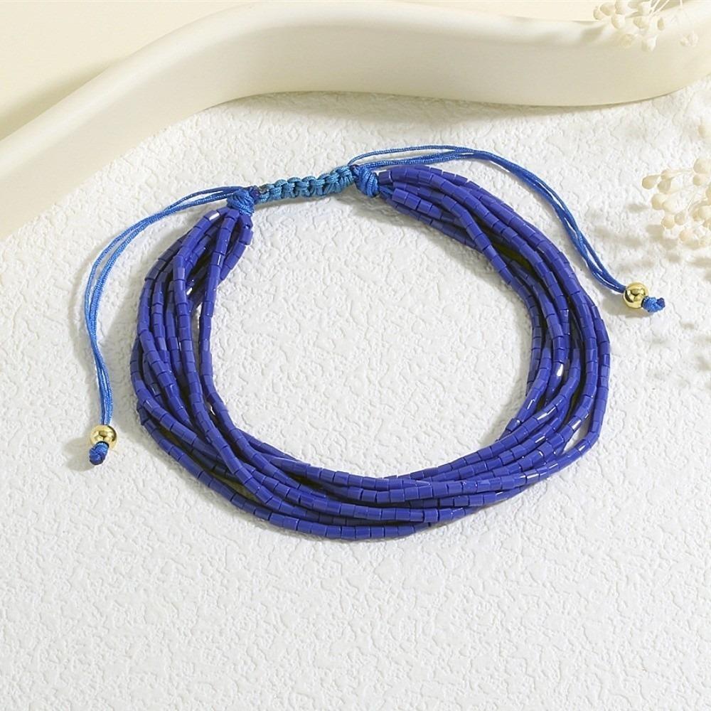 

Colorful Thin Beads Bracelets Boho Multilayer Bracelets Fashion Bohemian Style Hand Chains Beach темно-синього кольору