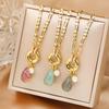 6 Colors Shiny Zirconia Comma Water Drop Pendant Clavicle Chain Choker Classic for Woman Girl Daily Party Zircon Holiday Gift
