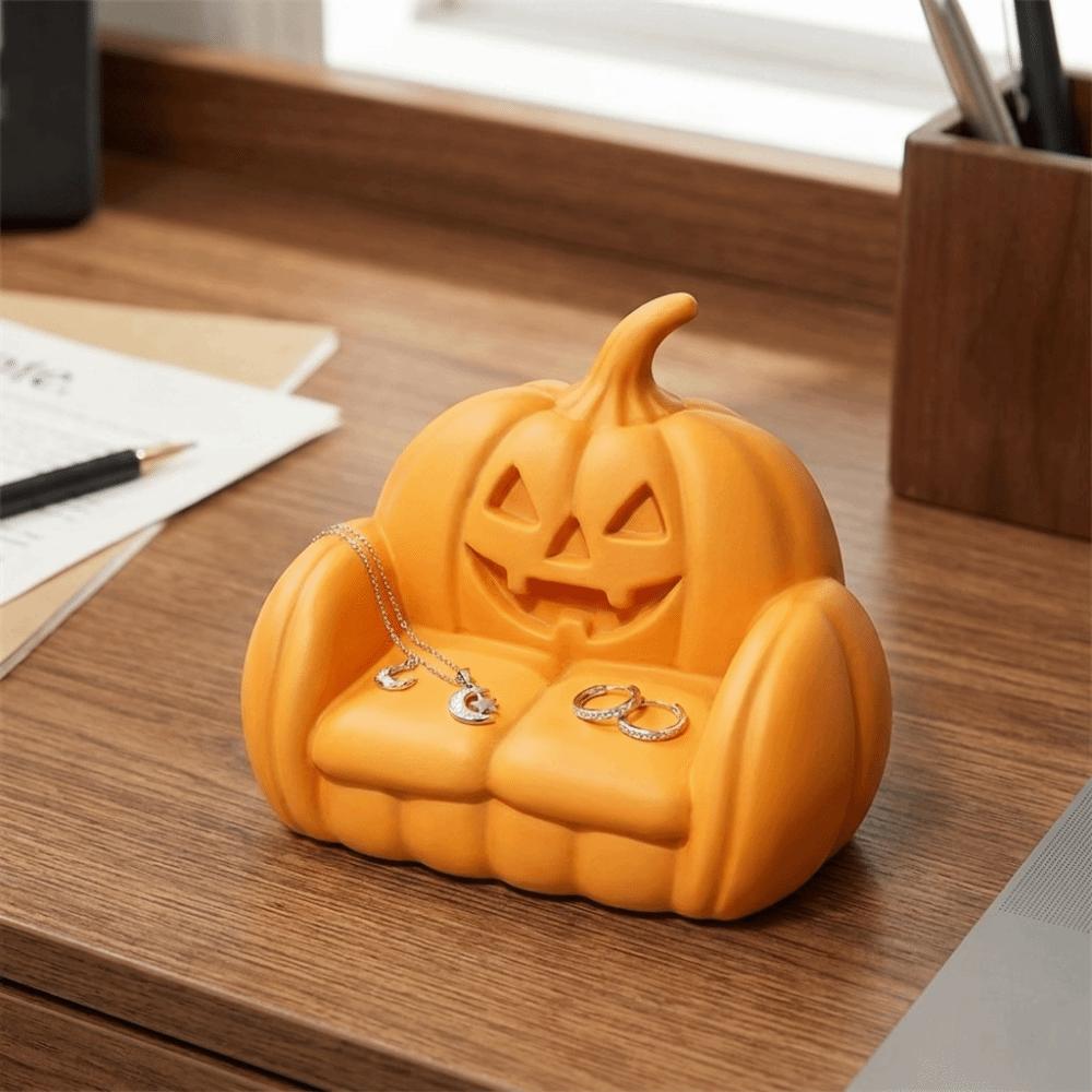 Realistic Pumpkin Sofa Ornaments Spooky Design Ghost Pumpkin Storage Tray Mini Halloween Sofa Gift
