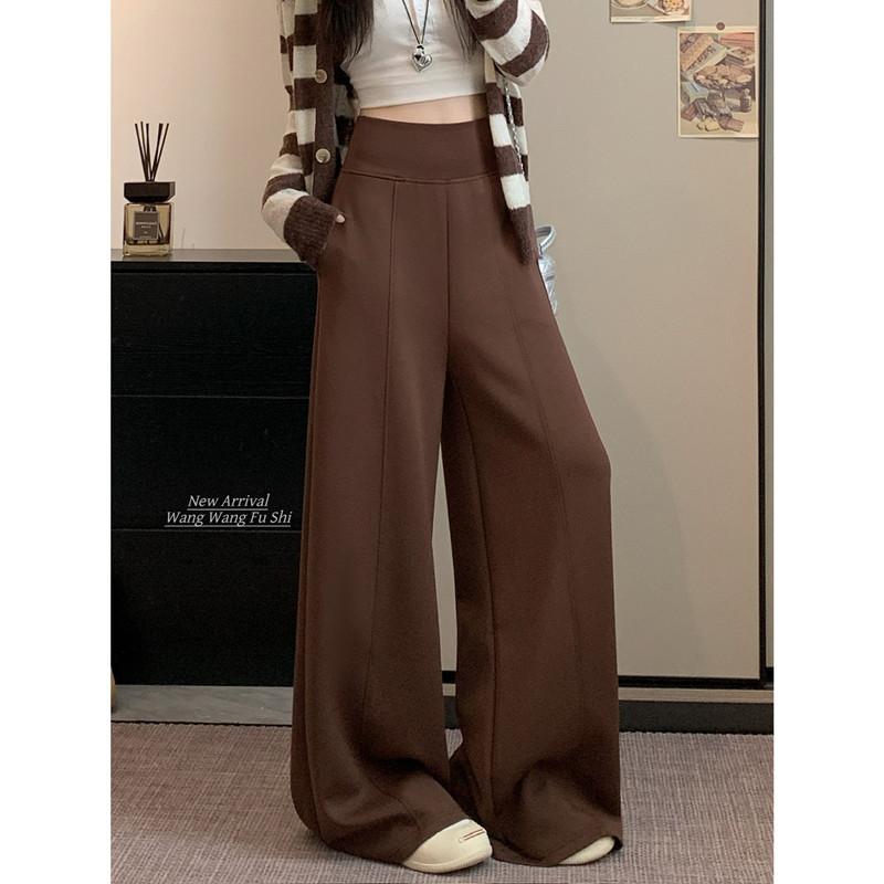 Women's High Waist Wide Leg Pants Loose Lazy Style Polyester Viscose Solid Soft Drape Relaxed Fit Casual Trousers 2026 Spring Street Wear