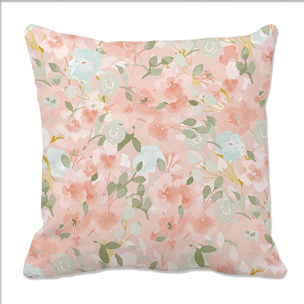 Spring and Summer Floral Contrasting Color Flower Pillow Case Digital Printed Pillow Home Romantic Decoration Sofa Backrest