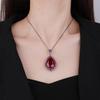 Jewelry Copper Bottom Gold-Plated Simulation Red Corundum Large Water Drop Black Gold Pendant Necklace Main Stone 18 * 25