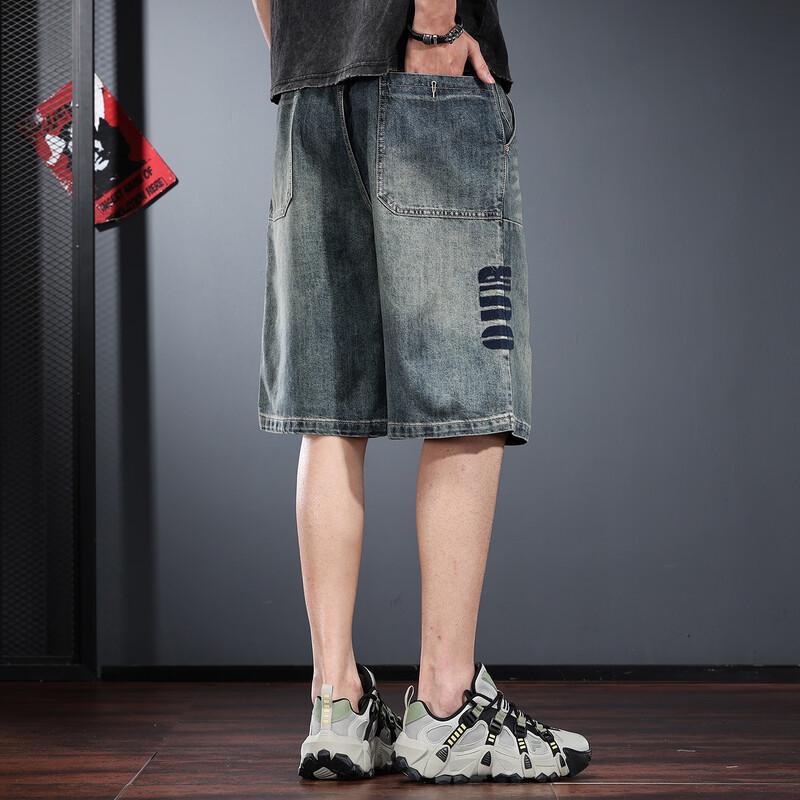 JieLeNuo Men s Retro Washed Denim Shorts 30
