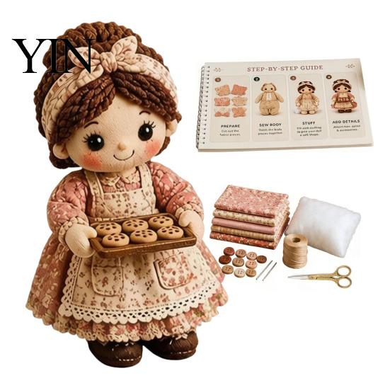 Unique Handmade Birthday Gifts Patchwork Doll DIY Kit, Cute Fabric Stuffed Figure Sewing Creative Activity for Stress Relief Floral Girl Craft