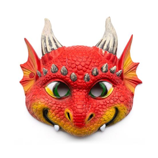 Durable Dragon Halloween Mask 3D Cute Full Face Mask, Party Baby Lightweight Breathable Eyelet Role Play Costume with Realistic Scales And Horns