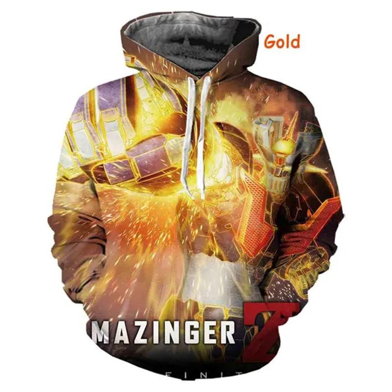 Męskie bluzy z kapturem Mazinger Z Anime Robot 3D Print Mężczyźni Kobiety Moda Bluzy Oversized Hoodie Harajuku Dzieci Swetry Dres