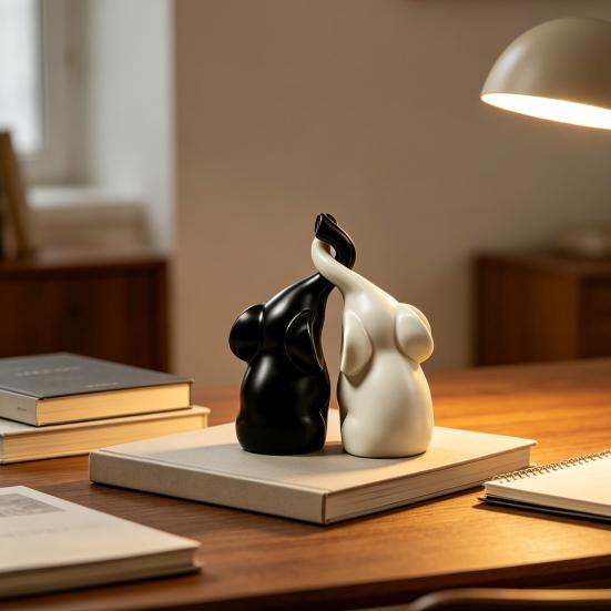 Elephant Figurines Loving Gifts for Couples Wedding Anniversary Modern Elephant Sculpture Ornament