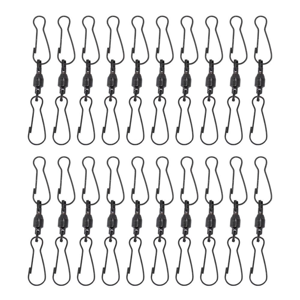 20Pcs Silver/Black Windsock Clips 360 Degree Rotation 70mm Length Stainless Steel Wind Chime Hooks Smooth Spinning