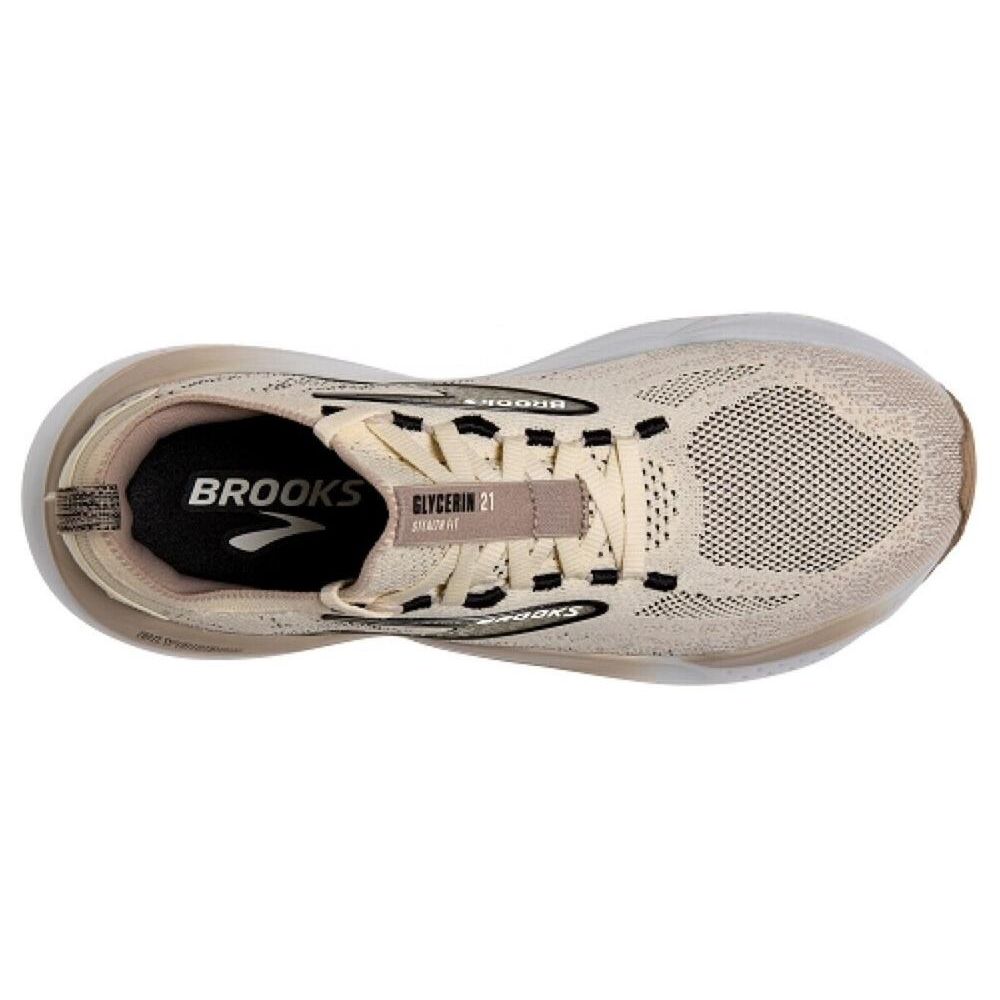 Brooks Glycerin StealthFit 21 Coconut Chateau Grey Women Sneakers Cream Black 120410-1B-108