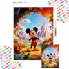 Oil Painting Handmade Painting Art Kit Mosaic Diy Home Decoration gift.Mickey Mouse Fantasy Castle Flower Garden Landscape