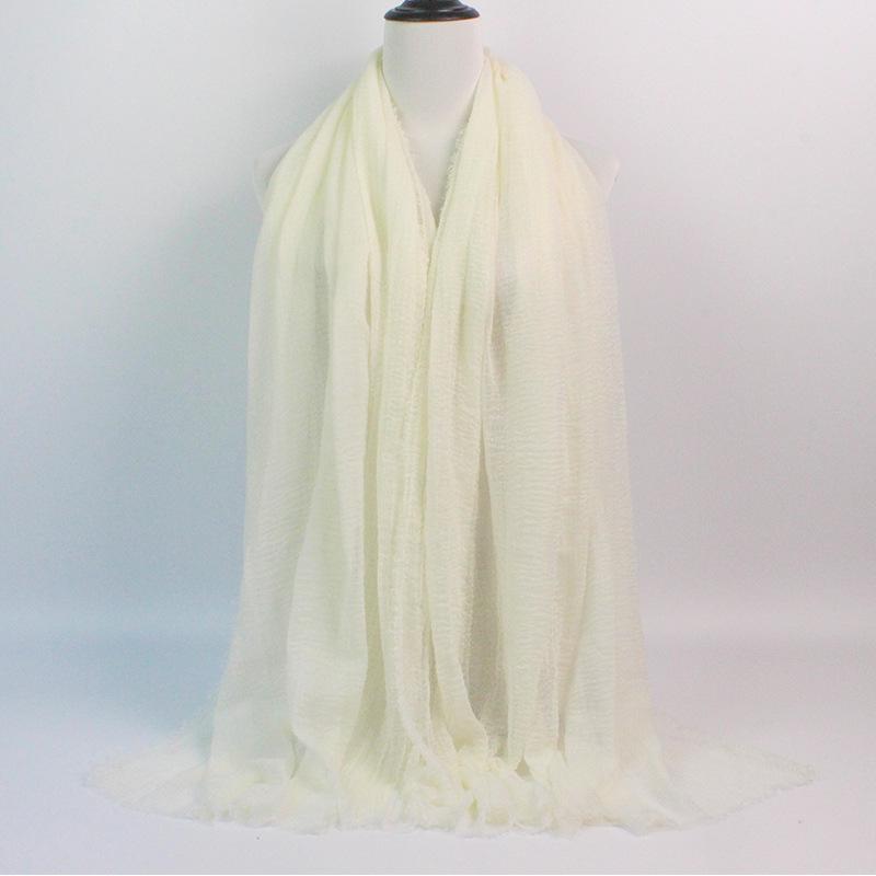 Crinkled Rayon Scarf Shawl: Solid Color, Natural Wrinkle, Fringed, Beach Towel, Bride/Bridesmaid/Party Evening Dress Accessory.