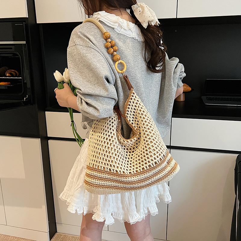 Woven Bag Summer New Versatile Shoulder Seaside Vacation Beach Bag Hollow Tote Bag