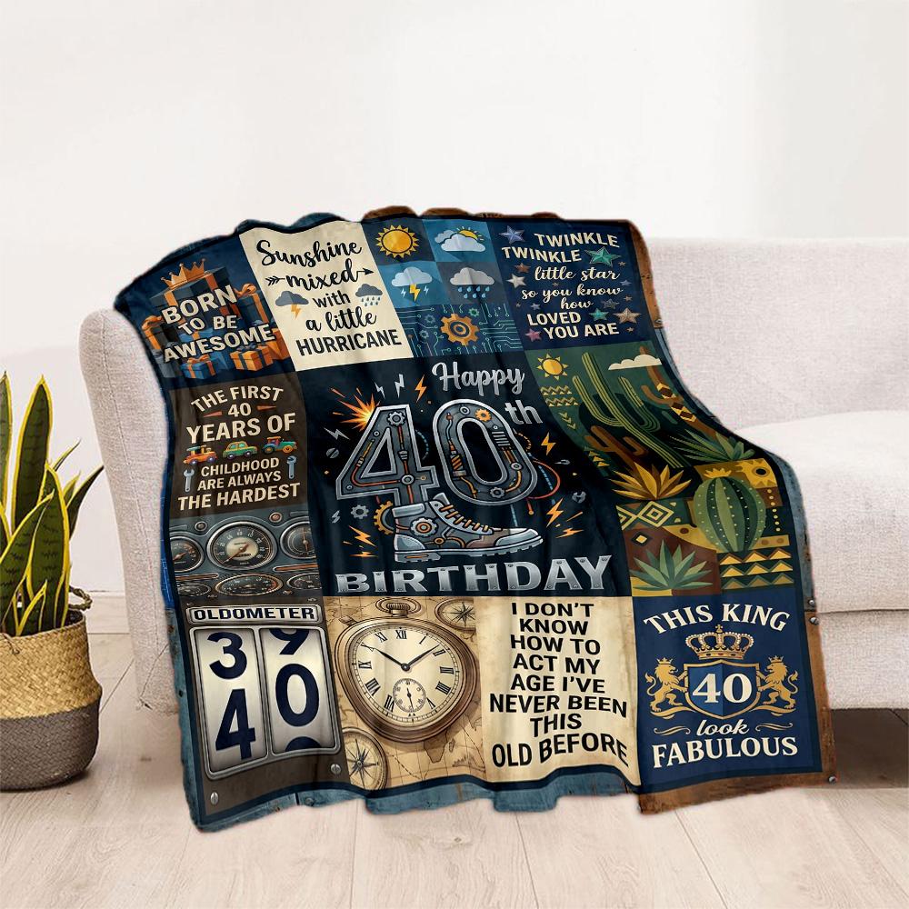 Happy 40th Birthday Celebration Blanket Comfortable Suitable for Livingroom Chair Picnics All-Season Use Modern Gifts For Family Or Friends