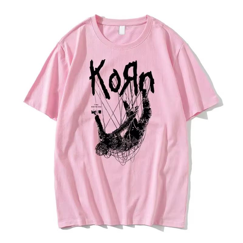 Amerikanischer Sänger Rockband Korn Print Grafik T-Shirt Sommer Kurzarm T-Shirts Tops Streetwear Lässiges T-Shirt Leichte Atmungsaktive Kleidung