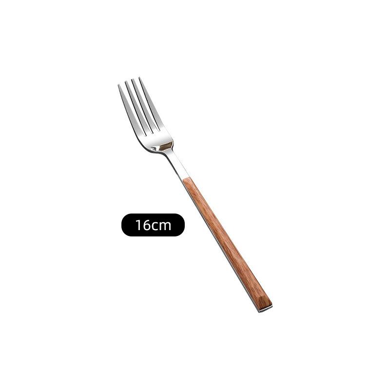 Ins tableware Internet celebrity 304 stainless steel knife and fork imitation wood grain handle steak knife and fork gift box set dessert spoon