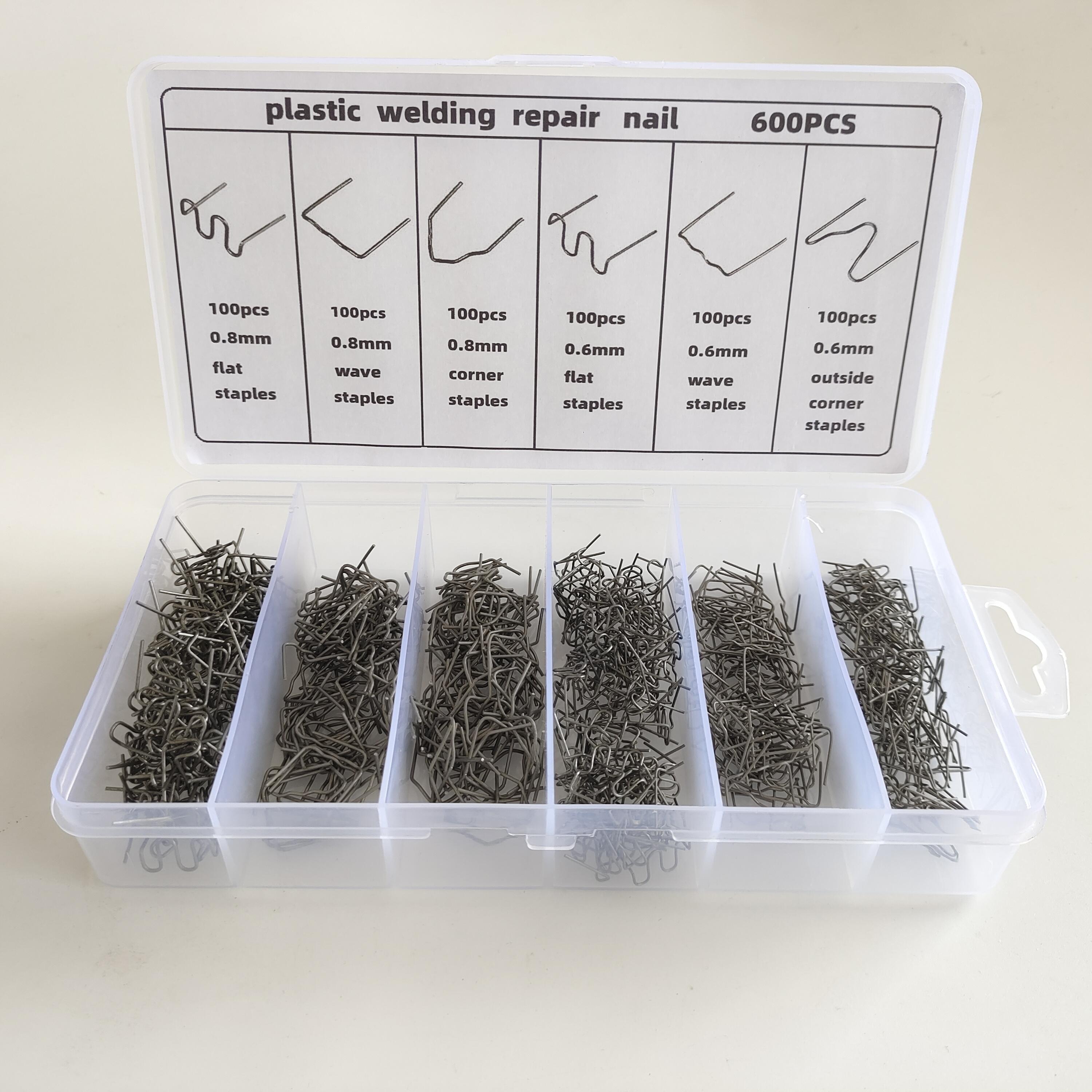 

[Шесть разновидностей скоб для ремонта бампера] Скобы для ремонта бампера для горячих степлеров, включая пластиковый гвоздь для сварки и упаковочную коробку с шестью разновидностями. 600pcs