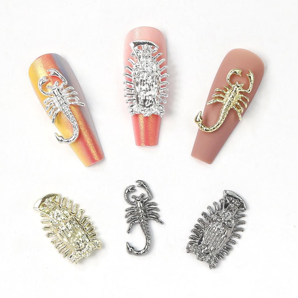 Embossed Nail Charms 3D Scorpion Nail Art Accessories for DIY Nail Art Design Nail Art Decoration Jewelry Making