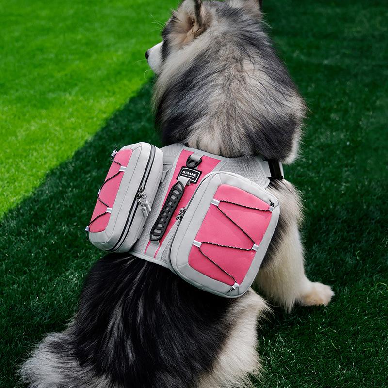 Large pet bag, dog self-backpack, dog bag, large-capacity dog backpack, snacks, going out to walk the dog, traction, explosion-proof rush