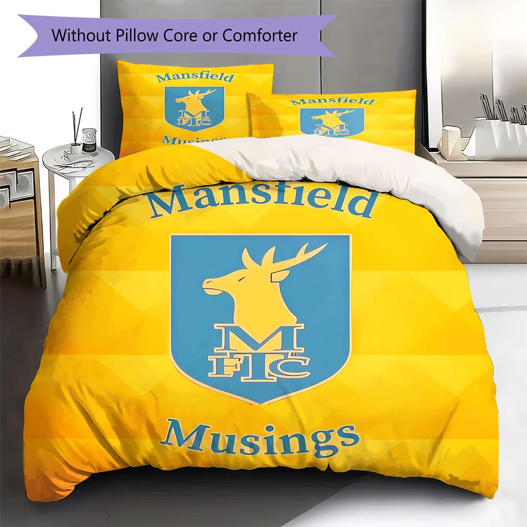 MansfieldFC Muster Bettwäsche Steppdecke Set Bettbezug Kissenbezug Heimdekoration Geburtstagsgeschenk (1 Bettbezug + 2 Kissenbezüge, ohne Füllung)