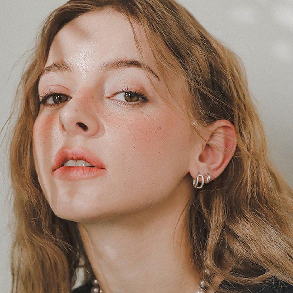 J.Lauren Open Square Silver One-Touch Ring Earrings M03826