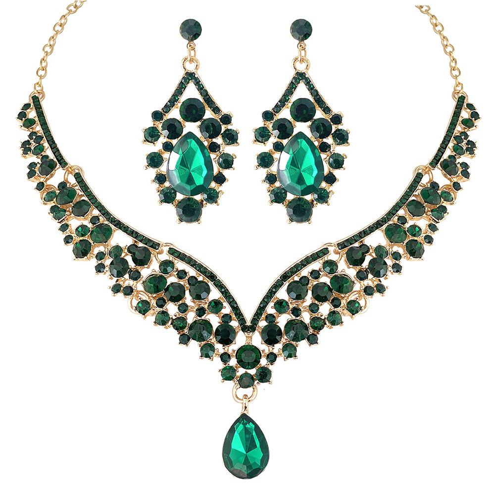 DIEZI Baroque Luxury Water Drop Rhinestone Choker Necklace Earrings Jewelry Sets Wedding Party AB Crystal Jewelry Accessories