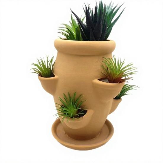 Maceta Torre Maceta de Terracota Gres Torre de Suculentas Maceta Decorativa Jardinería Vertical Maceta para Suculentas Orquídeas Fresas Exterior
